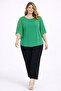 Women's Plus Size Green, Chiffon Yarasakol, Shoulder Stone Striped Detail , Viscose Lined Blouse 65N39424 - 6