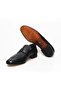 Black Color Laceless Genuine Leather Men's Shoes - 3