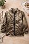 Girl Boy Leather-Look Shiny Coat Zippered Pocket Look Transitional Children's Jacket 5-6-7-8 Years Old