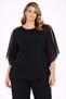 Women's Plus Size Black, Chiffon Yarasakol, Shoulder Stone Striped Detail , Viscose Lined Blouse 65N39424 - 3
