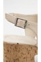 Cross Striped Open Front Women's High Straw Look Cork Wedge Heel Sandals Shoes - 8