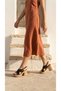 Cross Striped Open Front Women's High Straw Look Cork Wedge Heel Sandals Shoes - 4