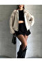 Bomber Jacket with Epaulet Detail, Oversized Suede Jacket - 4