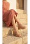 Buckle Detail Women's High Straw Look Shoes with Front Stripes Wedge Heel Slipper Sandals - 8