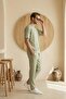 Men's Summer Green Regular Tracksuit Set Crew Neck T-Shirt Elastic Lace-Up Pants Ls-9979 - 2