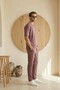 Men's Summer Dusty Rose Regular Tracksuit Set Crew Neck T-Shirt Elastic Lace-Up Pants - 4