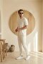 Men's Summer White Regular Tracksuit Set Crew Neck T-Shirt Elastic Lace-Up Pants Ls-9979 - 2