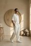 Men's Summer White Tracksuit Set Polo Collar T-Shirt Elastic Lace-Up Baggy Pants Ls-7375 - 2
