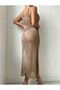 Pareo Back and Plunging Neckline Straps Long 100% Cotton Knitwear Pareo-Beach Dress - 3