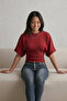 WONSA Slim Fit Waist-Fitted Wide-Sleeve Natural Viscose Blend Diagonal Jacquard Top & Women's Blouse - Burgundy - 3