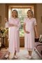 New Season Pink Maternity Summer Buttoned Elegant Lace Detail Short Sleeve 100% Cotton Dressing Gown Nightgown Set - 6