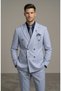 Men's Striped Double-Breasted Slim Fit Suit with Pocket Bag (2026)