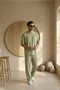 Men's Summer Green Tracksuit Set Oversized T-Shirt Elastic Lace-Up Baggy Pants Ls-1075 - 3