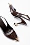 Women's Gold Toe Elite Brown Patent Leather Open-Heel Shoes - 4