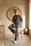 Men's Summer Anthracite Tracksuit Set Oversized T-Shirt Elastic Lace-Up Baggy Pants Ls-1075 - 2