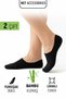 2 Pairs Black Bamboo Ballerina Seamless Invisible Sneaker Short Socks Unisex