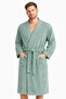 Kimono Collar Unisex Cotton Lu Single Bathrobe Green - 2