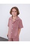 Boy's Linen Striped Fabric 100% Cotton Summer 2-Piece Collared Shirt-Shorts Set - 4
