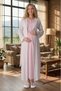 New Season Powder Patterned Shawl Collar Summer Special Design 100% Cotton Full Length Maternity Dressing Gown Nightgown Set - 3