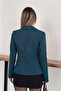 Green Gold Button Detailed Double-Breasted Cut Woven Fabric Blazer Jacket - 6