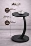 Modern Black Marble Round Side Table – MDF Marble Top with Black Carbon Steel Curved Frame - 3