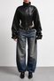 New Season Mock Neck Biker Cropped Women's Black Leather Jacket - 4