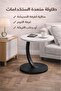 طاولة جانبية دائرية عصرية من الرخام - سطح من خشب MDF أبيض رخامي مع إطار منحني من الفولاذ الكربوني الأسود - 5