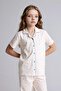 100% Cotton Floral Short Sleeve Buttoned Top Wide Cut Bottom 2-Piece Pajama Set Girls H2654A826Sp - 3