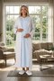 New Season Blue Patterned Shawl Collar Summer Special Design 100% Cotton Full Length Maternity Dressing Gown Nightgown Set - 7