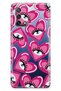 Oppo A74 Compatible Pink Heart Eye Patterned Transparent Phone Case