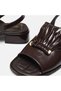 Large Size Women's Genuine Leather De Leather Ugn San Sandals -42-43-44-Brown Patent Leather - 6