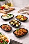 6 Pieces 12X7 cm Melamine Kayık Plate – Sauce Bowl, Appetizer and Snack Presentation Plate Black