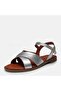 Large Size Women's Sandals Genuine De Leather 1-42-43-44-Silver - 6