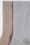 Women's Silvery 2-Piece Cotton Long Socks H5978Axns - 4