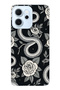 Oppo Reno 14F Compatible Black Rose and Snake Patterned Transparent Phone Case