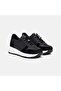 Women's Black Rubber Laced Suede Textured Leather Sports Shoes