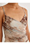 X Sima Tarkan - Tulle Spaghetti Strap K Double-Breasted Top a Lined Color Transitioning D Patterned Draped - 5