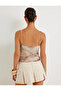X Sima Tarkan - Tulle Spaghetti Strap K Double-Breasted Top a Lined Color Transitioning D Patterned Draped - 4