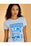 Women Blue Printed T-Shirt - 4