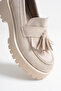 Women's Daily Beige Suede Loafer Shoes Tr10Ms03D - 7