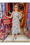Blue Color Embroidered Detailed and Shawl Patterned Bohemian Dress
