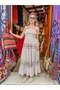 White Color Floral Embroidered Strapless Bohemian Dress