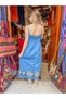 Blue Color Embroidered Detailed Bohemian Dress with Sea Shell Motif - 3