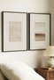 2 Pieces Black Wooden Framed Minimalist Abstract Vintage Paintings