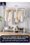 Heavy Duty Double Rail Clothing Rack 181cm Garment Organizer with Bottom Storage Shelf - 2