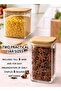 7-Piece Airtight Borosilicate Glass Storage Jar Set with 2-Tier Bamboo Rack Organizer - 8