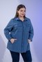 Plus Size Women's Gabardine Pocket Detail Shirt Navy Blue - 2