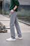 Men's Elastic Waist Jogger Anthracite Wide Leg Baggy Trousers - 5