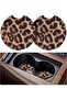 Silk Route - 4 Packs Leopard Car Coasters, 2.56 Inch Neoprene Cup Coaster Rubber Car Cup Pad Mat, Ul