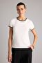 Regular Fit Ribana Ecru Women's T-Shirt F9831Ax/Er105